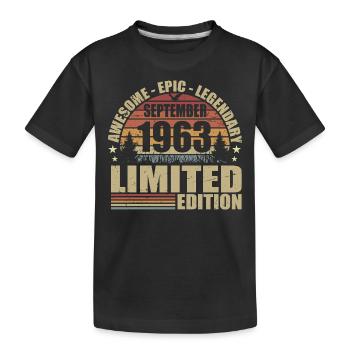 1963 September 1963 Anniversary September 1963 - Kids' Premium Organic T-Shirt - black - Front