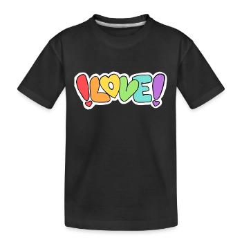 "Love" rainbow lettering - Kids' Premium Organic T-Shirt - black - Front