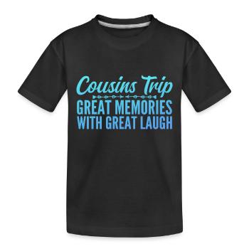 Cousin-Reise 2025 - Kinder Premium Bio T-Shirt - Schwarz - Vorne