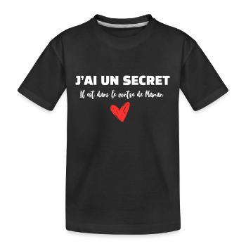 J'ai un secret, annonce grossesse, futur papa - T-shirt bio Premium Enfant - noir - Devant