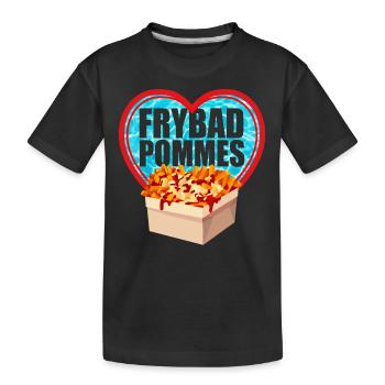 Freibad Pommes Liebe - Kinder Premium Bio T-Shirt - Schwarz - Vorne