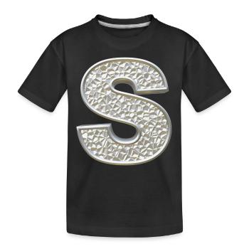S, letter, initial, monogram, - Kinder Premium Bio T-Shirt - Schwarz - Vorne