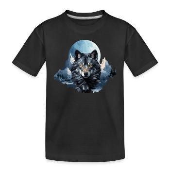 Wolfs Design im Polygon Style - Kinder Premium Bio T-Shirt - Schwarz - Vorne