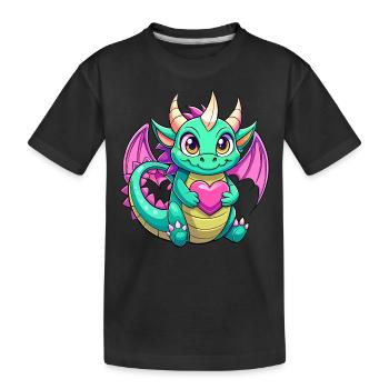 Farbenfroher Drache - Kinder Premium Bio T-Shirt - Schwarz - Vorne