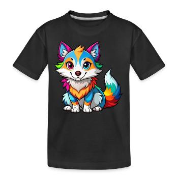 Colorful Baby Wolf - Kids' Premium Organic T-Shirt - black - Front