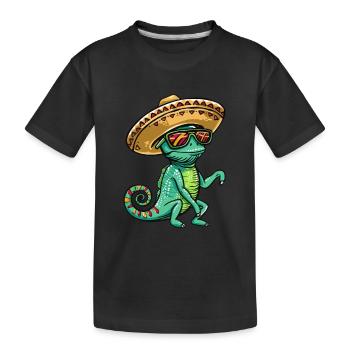Chameleon Lustig Sombrero - Kinder Premium Bio T-Shirt - Schwarz - Vorne