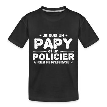 je suis un papy policier cadeau pour mon papy !! - T-shirt bio Premium Enfant - noir - Devant