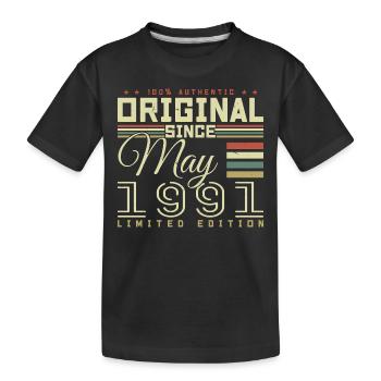 Gift Anniversaire Mai 1991, Gift May 1991 - Kinder Premium Bio T-Shirt - Schwarz - Vorne