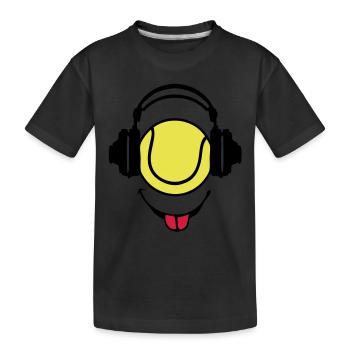 headphones headphones dj tennis smiley1 - Kids' Premium Organic T-Shirt - black - Front