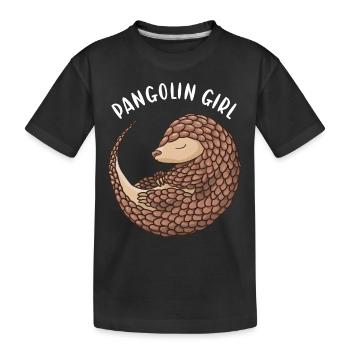 Pangolin Girl - Kids' Premium Organic T-Shirt - black - Front
