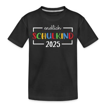 finally schoolchild 2025 school enrollment preschool - Kids' Premium Organic T-Shirt - black - Front
