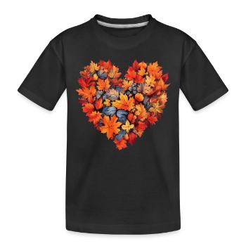 Cœur d’automne Feuilles d’automne - T-shirt bio Premium Enfant - noir - Devant