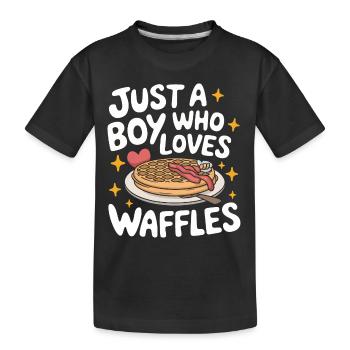Waffeln Frühstück Süßigkeiten - Kinder Premium Bio T-Shirt - Schwarz - Vorne