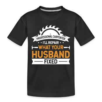 Tischler Hemd Professional Carpenter Geschenk-T-Shirt - Kinder Premium Bio T-Shirt - Schwarz - Vorne