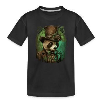 Steampunk Pandabär - Kinder Premium Bio T-Shirt - Schwarz - Vorne