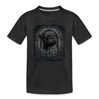 Little Pug - Kids' Premium Organic T-Shirt - black - Front