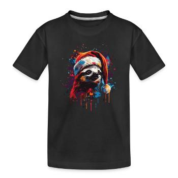 Sloth celebrates Christmas - Kids' Premium Organic T-Shirt - black - Front