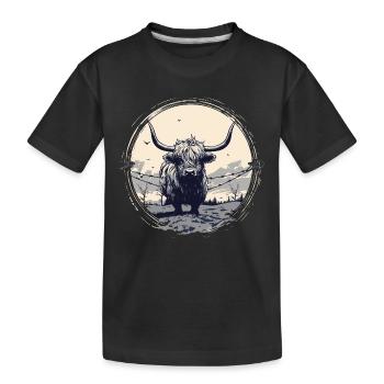 Scottish Highland cattle - Kids' Premium Organic T-Shirt - black - Front