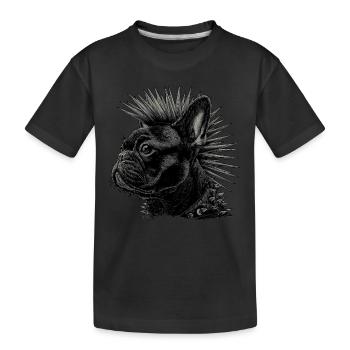 Punkrock Französische Bulldogge - Kinder Premium Bio T-Shirt - Schwarz - Vorne