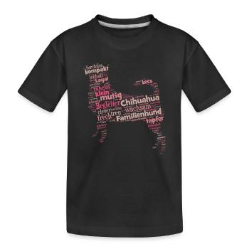 Chihuahua Charakter Shirt Wordcloud - Kinder Premium Bio T-Shirt - Schwarz - Vorne