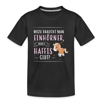 Wozu Einhörner Haflinger - Kinder Premium Bio T-Shirt - Schwarz - Vorne