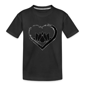Schwarzer Herz-Lotus - Kinder Premium Bio T-Shirt - Schwarz - Vorne