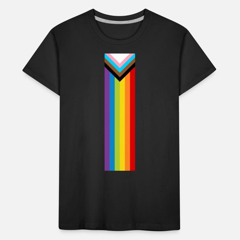 Drapeau de la fierté LGBTQ + Nouveau drapeau de progrès arc-en-ciel T-shirt bio Premium Enfant