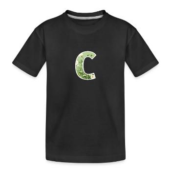 Letter C, Monogram, Floral Pattern - Kids' Premium Organic T-Shirt - black - Front