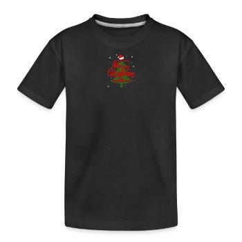 Froher Weihnachtsbaum Jubel - Kinder Premium Bio T-Shirt - Schwarz - Vorne