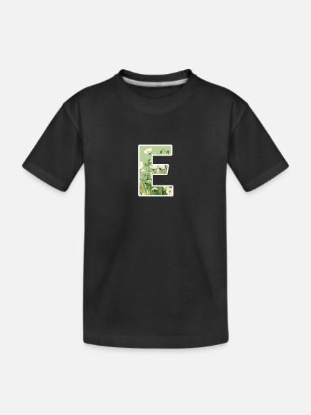 Buchstabe E, Monogramm, Blumenmuster - Kinder Premium Bio T-Shirt - Schwarz
