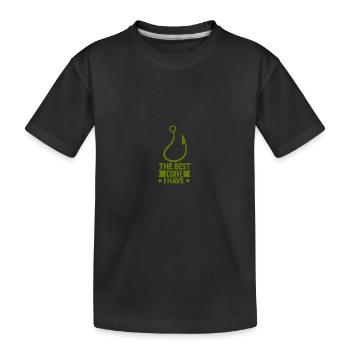 Angler Angelhaken Angelrute Sportfischer - Kinder Premium Bio T-Shirt - Schwarz - Vorne