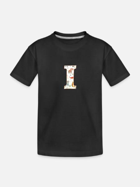 Letter I, Monogram, Animal Pattern - Kids' Premium Organic T-Shirt - black