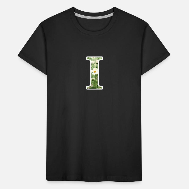 Letter I, Monogram, Floral Pattern Kids' Premium Organic T-Shirt