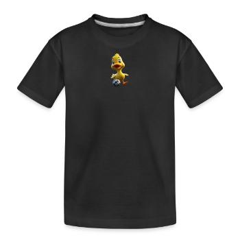 Duck Maskottchen Fußballkick - Kinder Premium Bio T-Shirt - Schwarz - Vorne