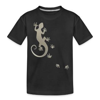 running gecko silver - Kinder Premium Bio T-Shirt - Schwarz - Vorne