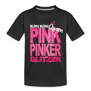 Bling Queen Pink Glitzer Prinzessin Geburtstag - Kinder Premium Bio T-Shirt - Schwarz - Vorne