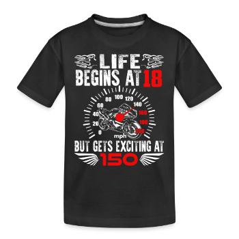 Geburtstag Superbike · 18 Jahre · Shirt · Tacho - Kinder Premium Bio T-Shirt - Schwarz - Vorne
