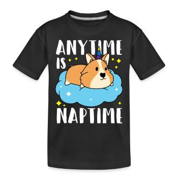 Corgi Einhorn schlafen - Nap Time - Kinder Premium Bio T-Shirt - Schwarz - Vorne