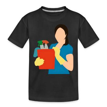 putzen cleaning putzfrau broom wischmop38 - Kinder Premium Bio T-Shirt - Schwarz - Vorne