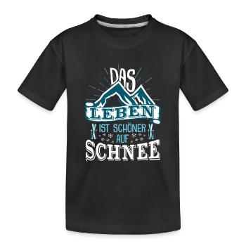 Das Leben ist schöner auf Schnee Winter Skifahren - Kinder Premium Bio T-Shirt - Schwarz - Vorne