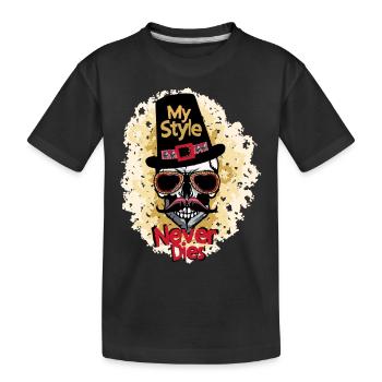 head of death hipster mustache sunglasses c - Kids' Premium Organic T-Shirt - black - Front