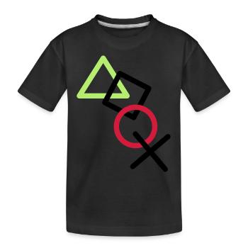 X square triangle icons controller game circle lo - Kids' Premium Organic T-Shirt - black - Front
