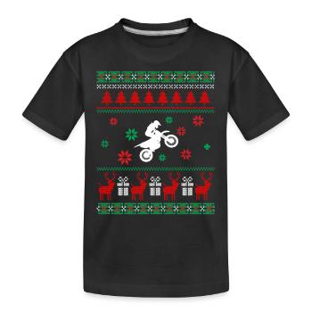 Ugly Christmas Sweater Motorrad Geschenk Weihnacht - Kinder Premium Bio T-Shirt - Schwarz - Vorne