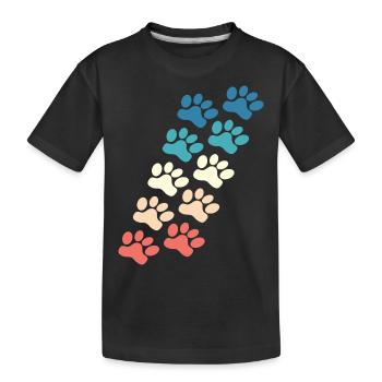 Paw Print Paw Vintage Retro - Kids' Premium Organic T-Shirt - black - Front
