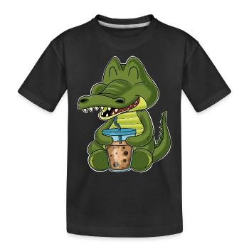 Bubble Tea Kawaii Crocodile I Boba Tea Otaku - T-shirt bio Premium Enfant - noir - Devant
