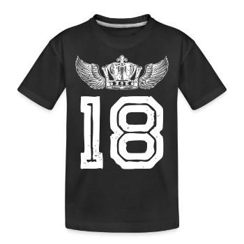 18 Number crown - Kids' Premium Organic T-Shirt - black - Front