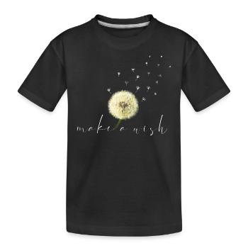 make a wish Dandelion - Kids' Premium Organic T-Shirt - black - Front