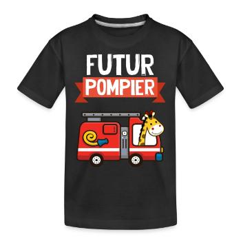 Mon Petit Pompier Adoré Cadeau Garçon Bébé - T-shirt bio Premium Enfant - noir - Devant