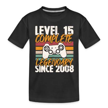 Geburtstagsgeschenk, Level 15 Complete 2008 - Kinder Premium Bio T-Shirt - Schwarz - Vorne