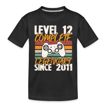 Geburtstagsgeschenk, Level 12 Complete 2011 - Kinder Premium Bio T-Shirt - Schwarz - Vorne